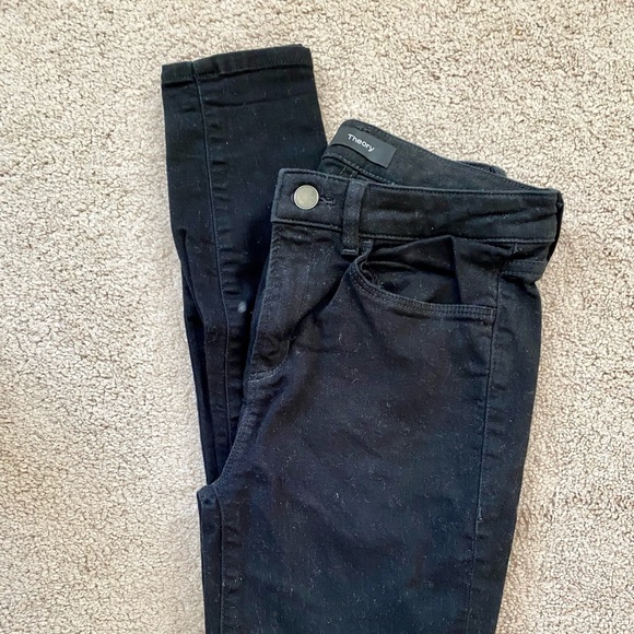 Theory black skinny twill pants - Picture 1 of 4